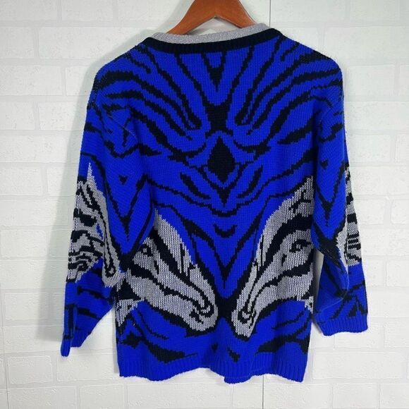 Arielle Vintage Women’s sweater Size S/MBlue Knit Animal Print - Picture 10 of 14